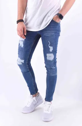 Jeans skinny bleu dégradé destroy homme | Mode Urbaine | 19€