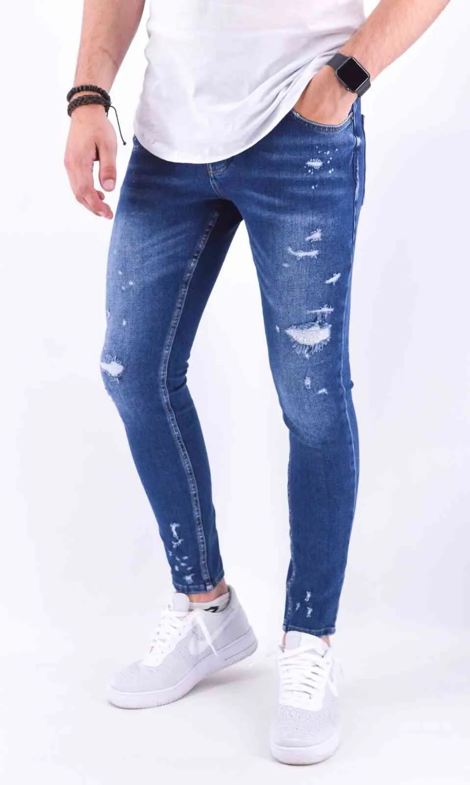 Jeans skinny destroy bleu homme | Mode urbaine | 29,99€