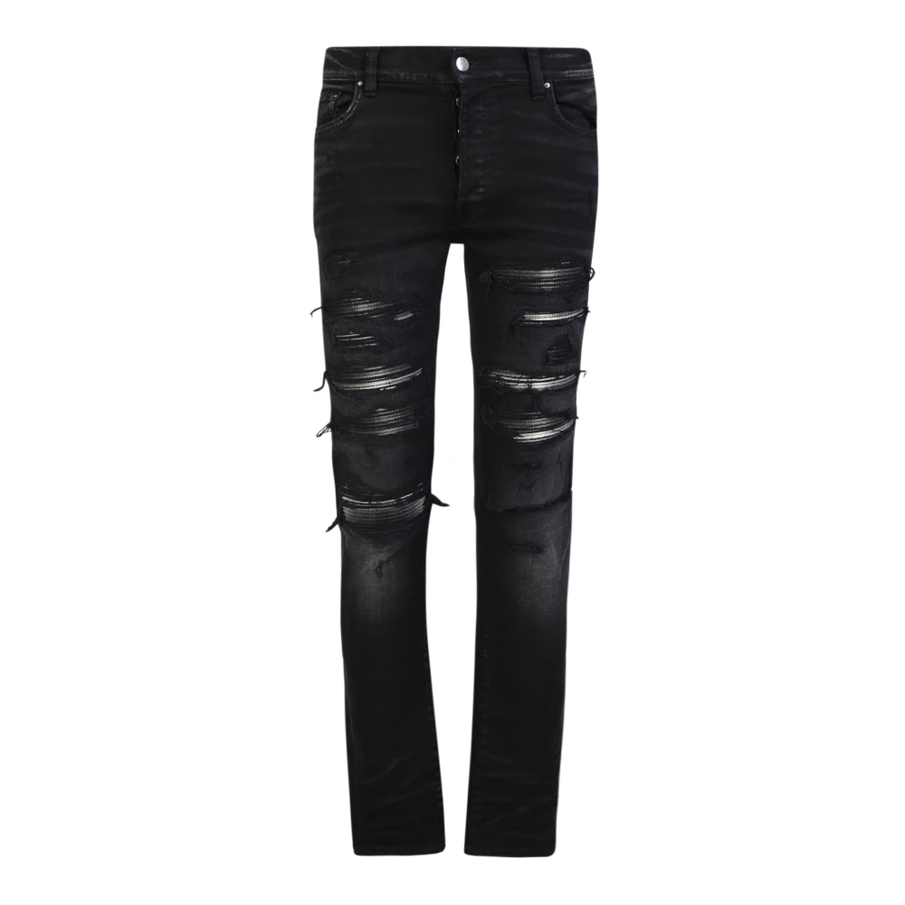 Jeans Skinny Noirs avec Détails Déchirés