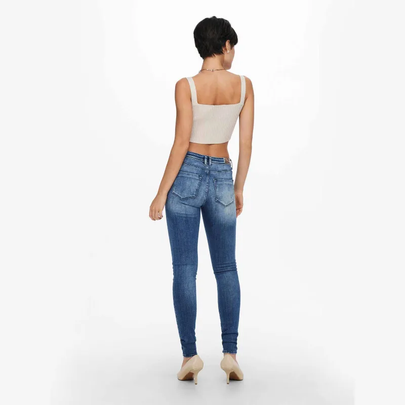 Jeans skinny poches boutons délavé coton bio Femme ONLY à prix 