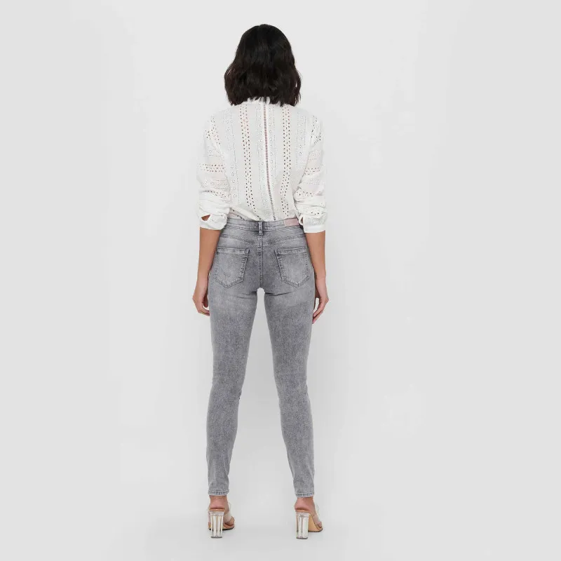 Jeans skinny poches boutons passant ceinture coton Femme ONLY à prix 