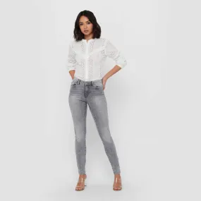 Jeans skinny poches boutons passant ceinture coton Femme ONLY à prix 