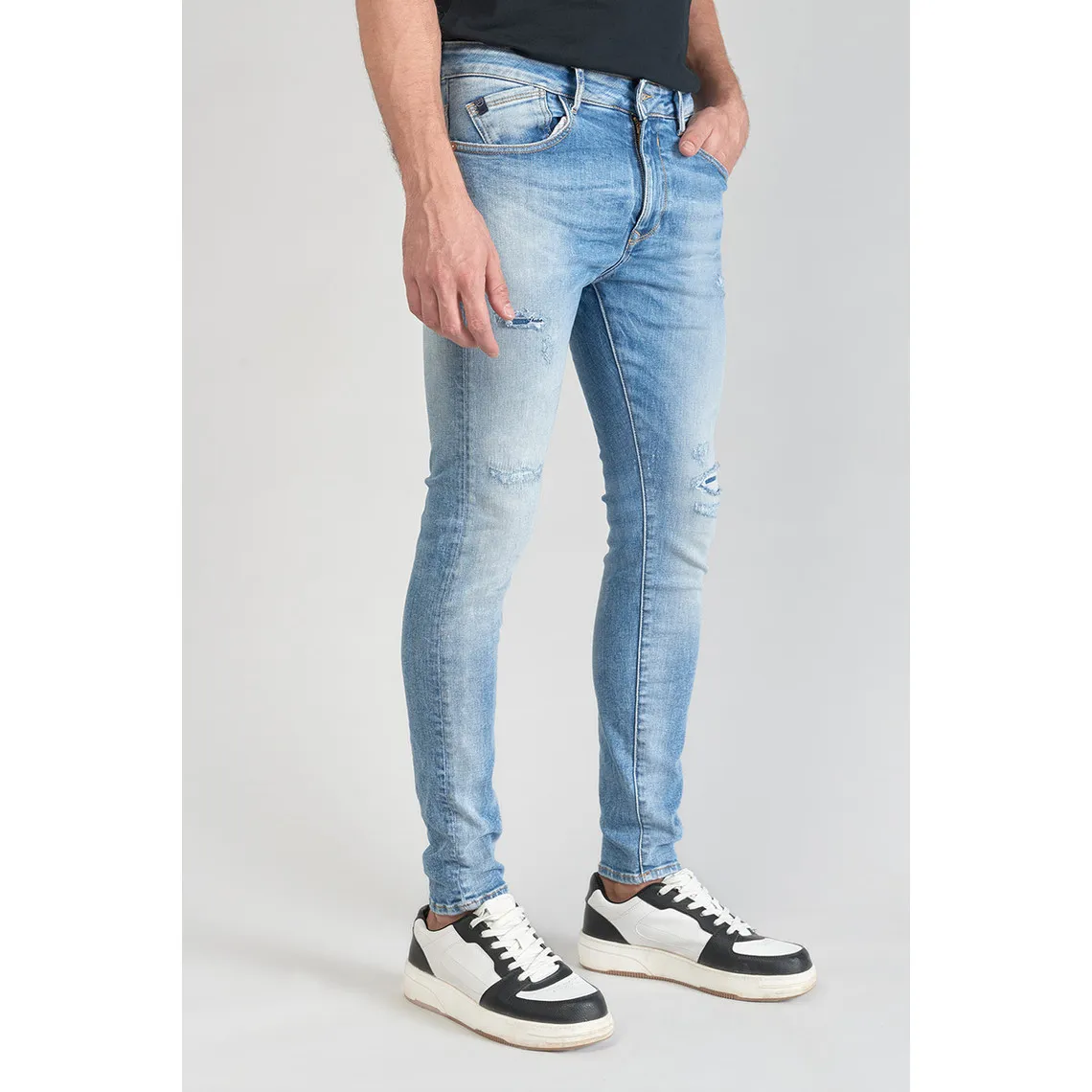 Jeans skinny POWER, 7/8ème bleu en coton Grant Le Temps des Cerises - Jean Homme sur MenCorner