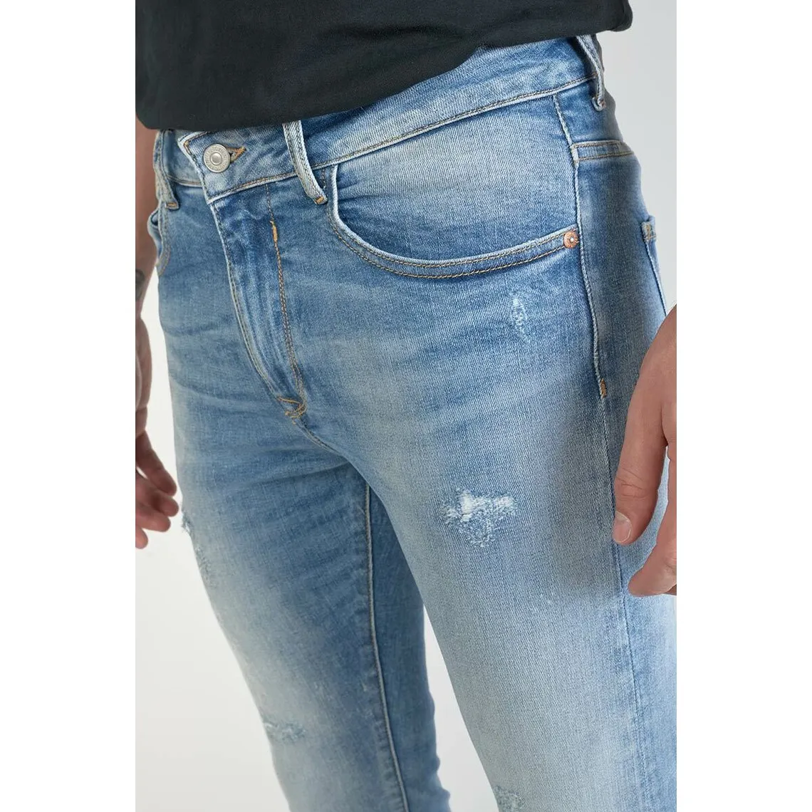 Jeans skinny POWER, 7/8ème bleu en coton Grant Le Temps des Cerises - Jean Homme sur MenCorner