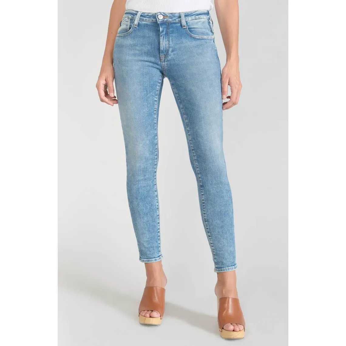 Jeans skinny POWER, 7/8ème bleu en coton Yara | 3 Suisses