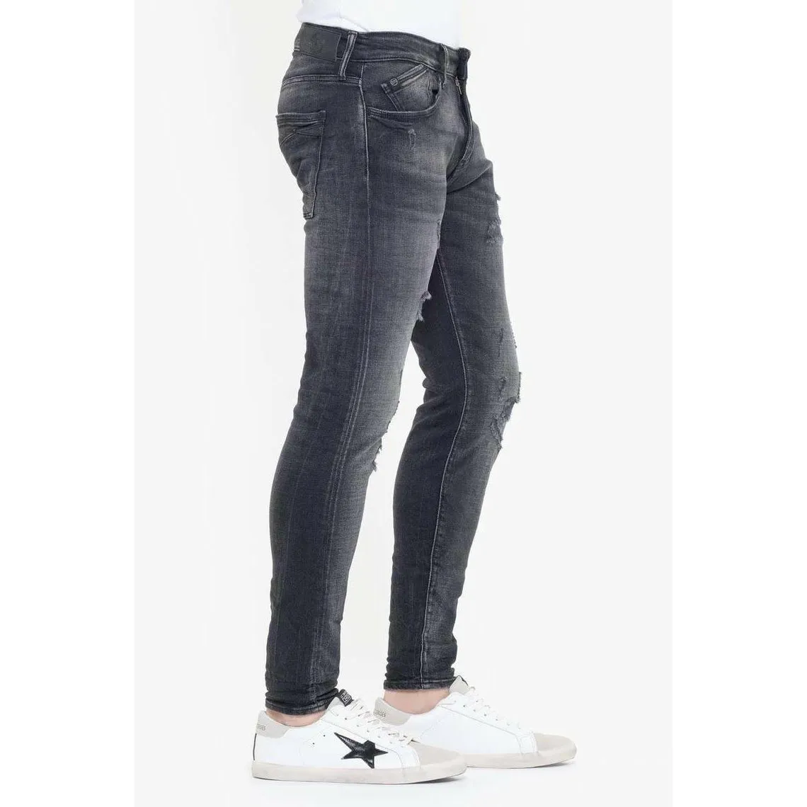 Jeans skinny POWER, 7/8ème noir en coton Le Temps des Cerises - Jean Homme sur MenCorner