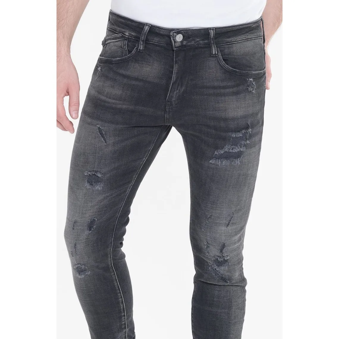 Jeans skinny POWER, 7/8ème noir en coton Le Temps des Cerises - Jean Homme sur MenCorner