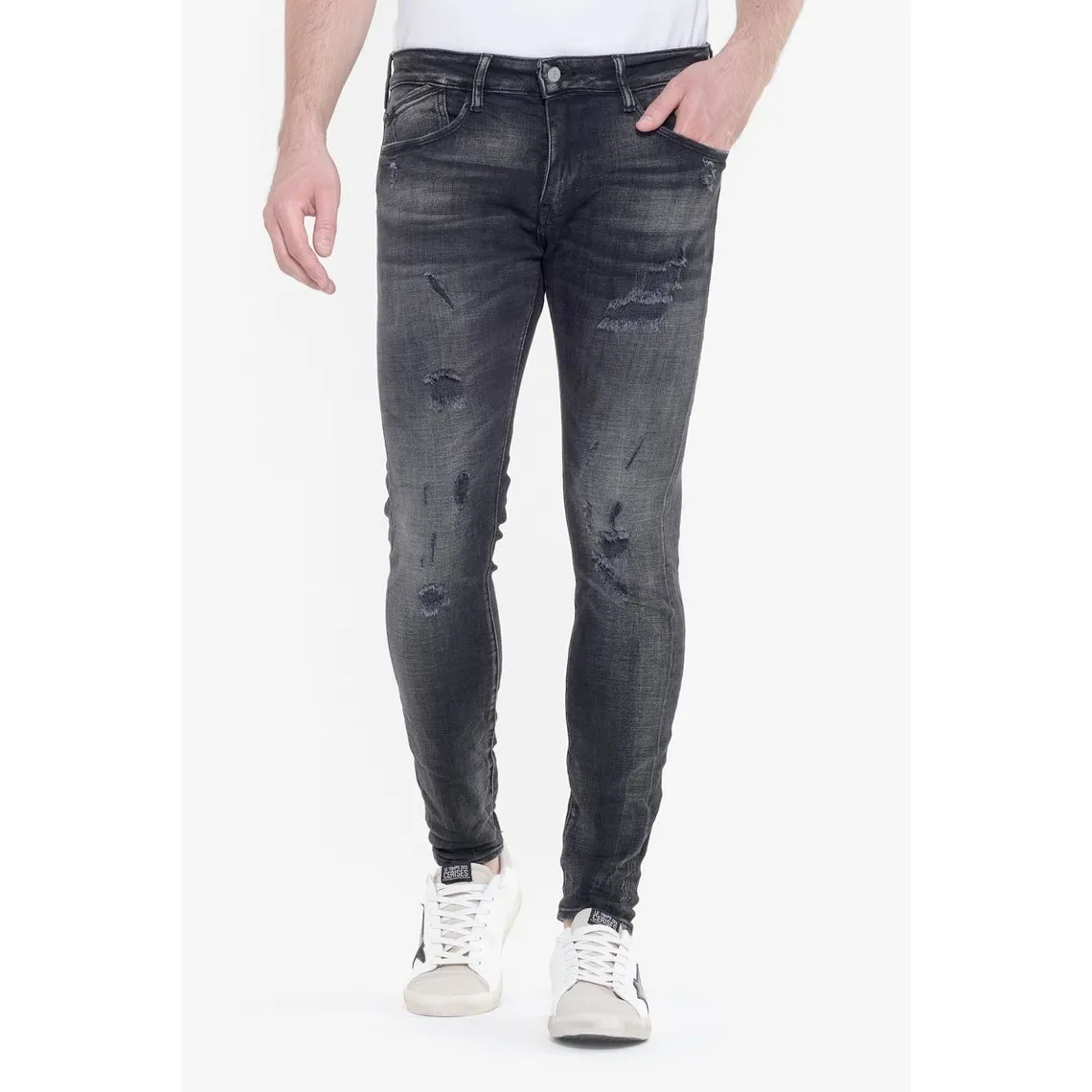 Jeans skinny POWER, 7/8ème noir en coton Le Temps des Cerises - Jean Homme sur MenCorner