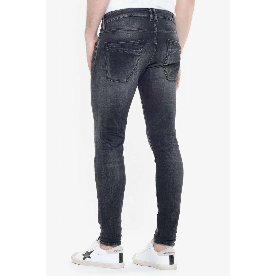 Jeans skinny POWER, 7/8ème noir en coton Le Temps des Cerises - Jean Homme sur MenCorner