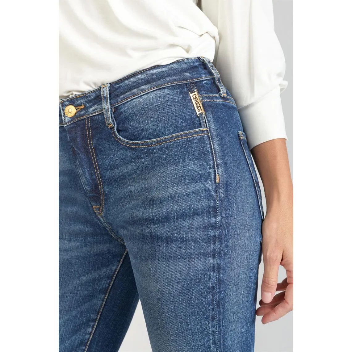 Jeans skinny taille haute POWER, 7/8ème bleu en coton Lise | 3 Suisses