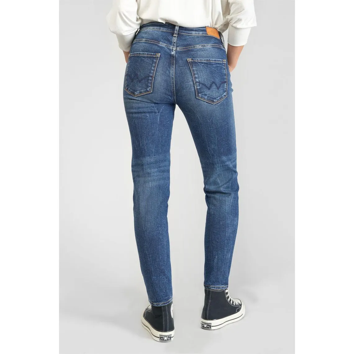 Jeans skinny taille haute POWER, 7/8ème bleu en coton Lise | 3 Suisses