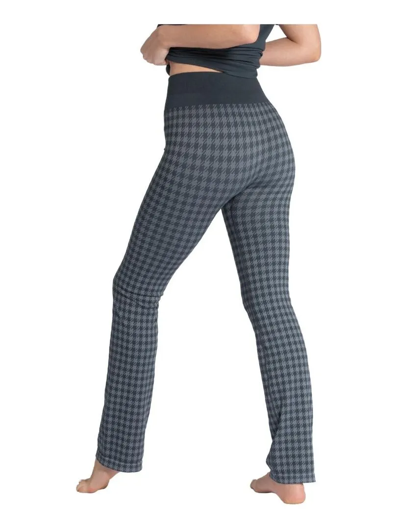 Legging Athleisure long imprimé pied de poule - Gris