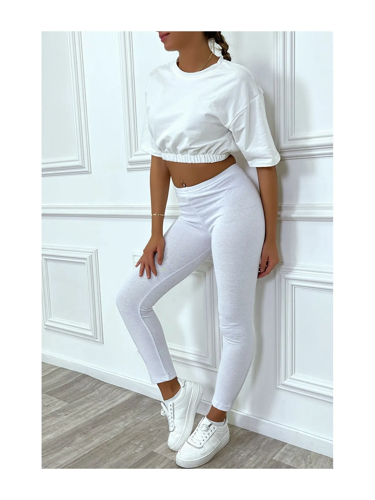 Legging blanc long tissus doux et épais