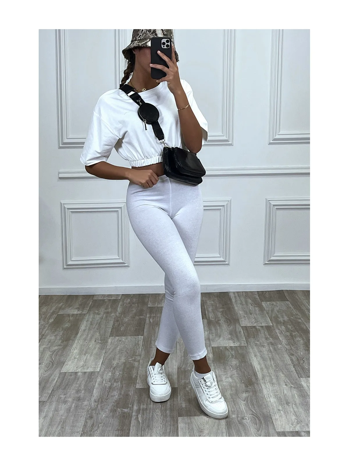 Legging blanc long tissus doux et épais