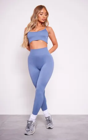 Legging de sport basique pétrole sans coutures à taille haute