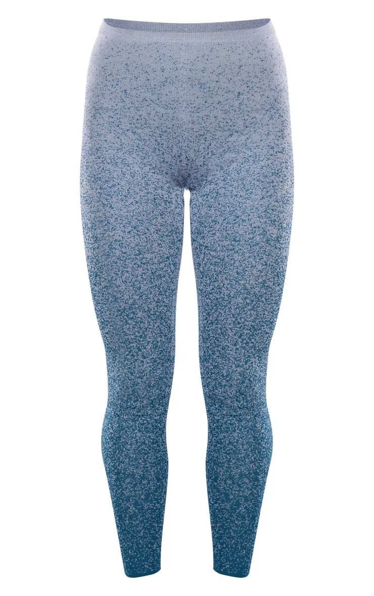 Legging découpé en maille tricot bleu sarcelle chiné