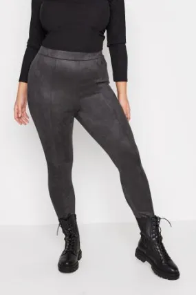 Legging Gris Charbonneux en Daim