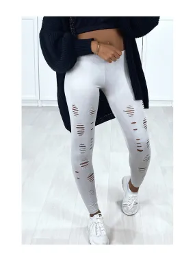 Legging gris matière brillant et extensible effilé à lavant