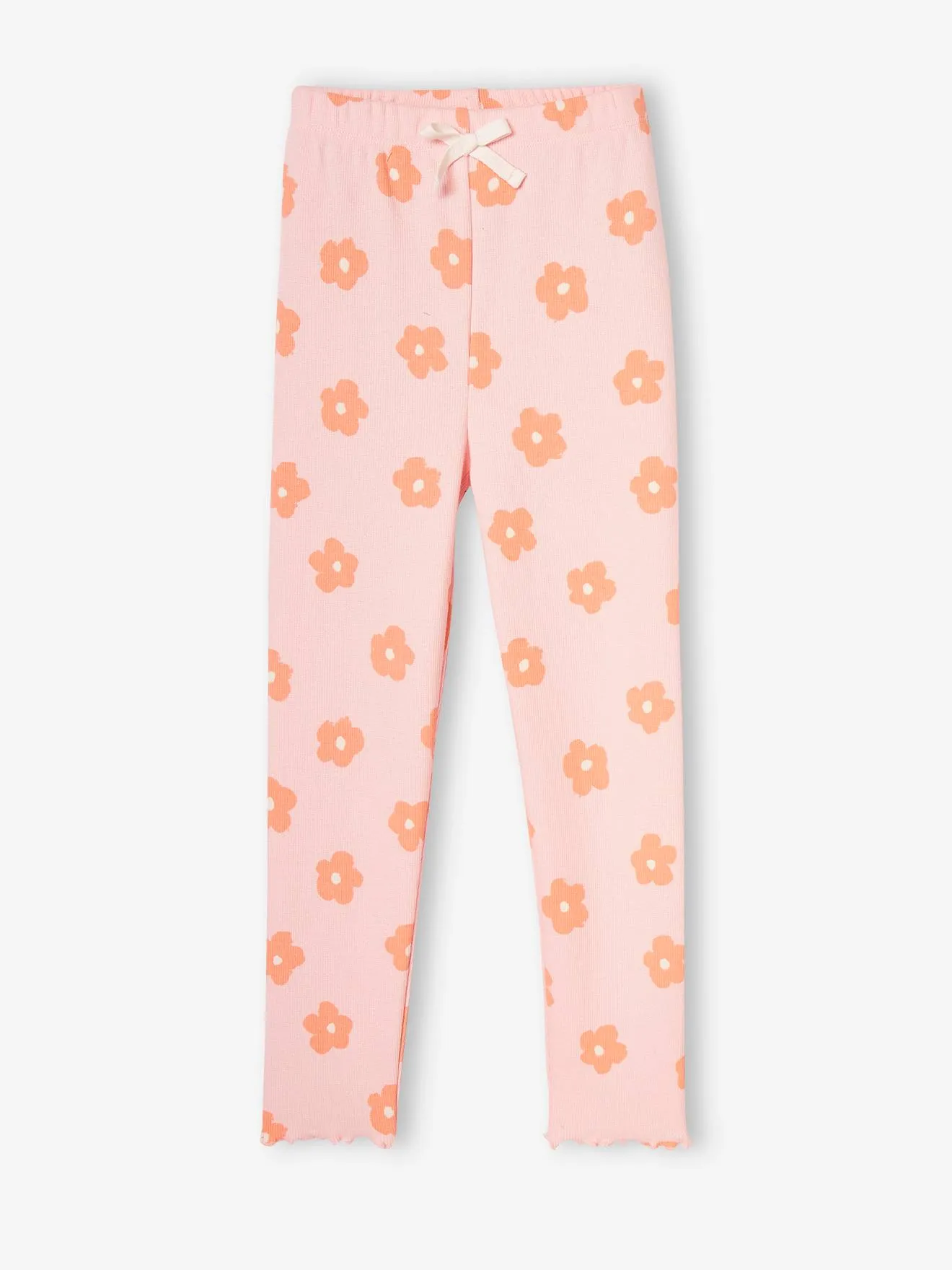 Legging imprimé en maille côtelée fille rose pâle - Vertbaudet