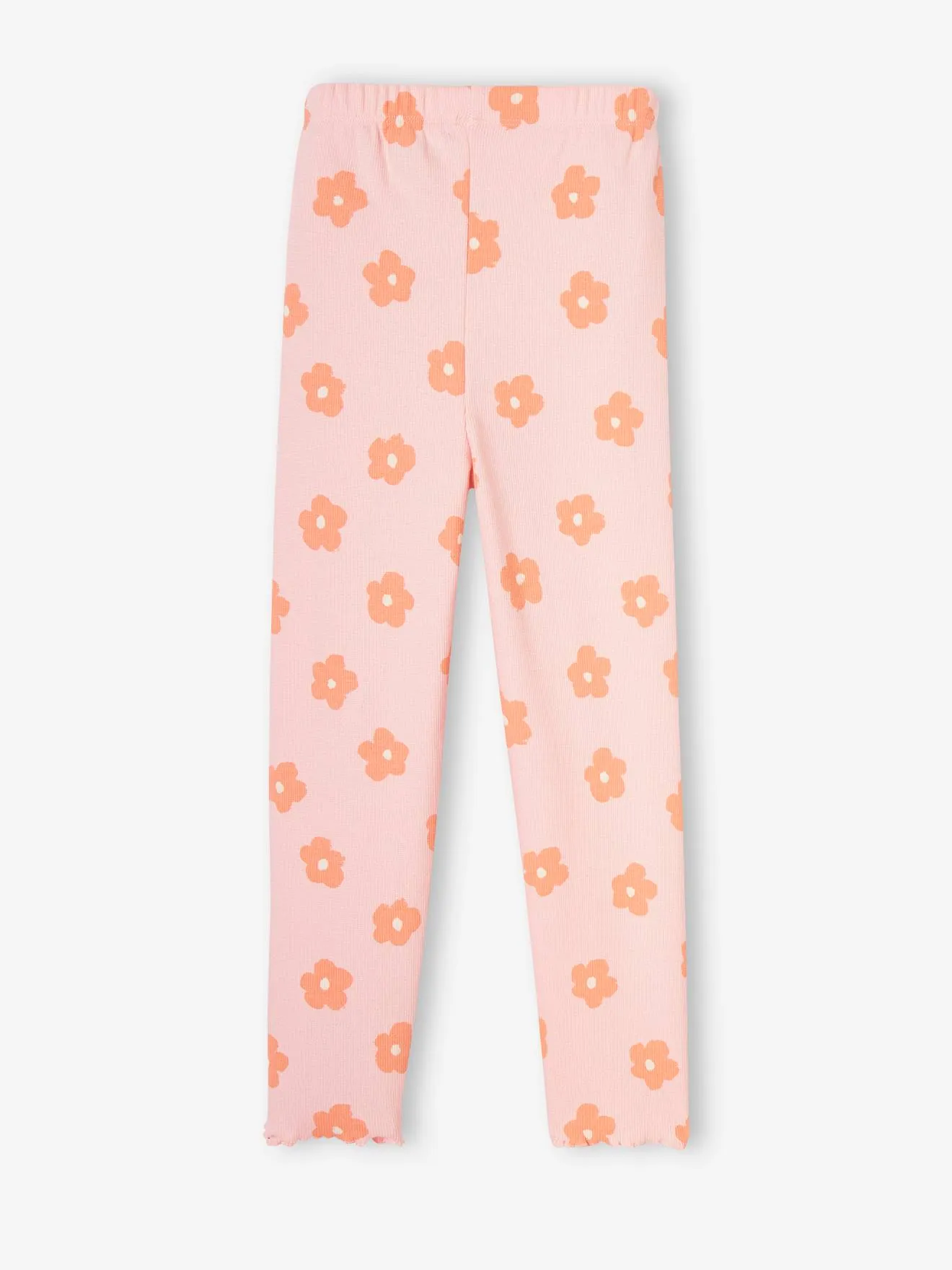 Legging imprimé en maille côtelée fille rose pâle - Vertbaudet