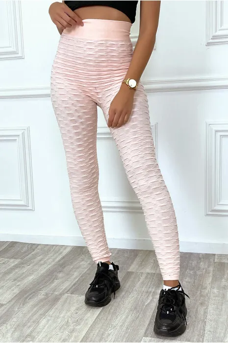 Legging rose matière anti-cellulite effet push-up