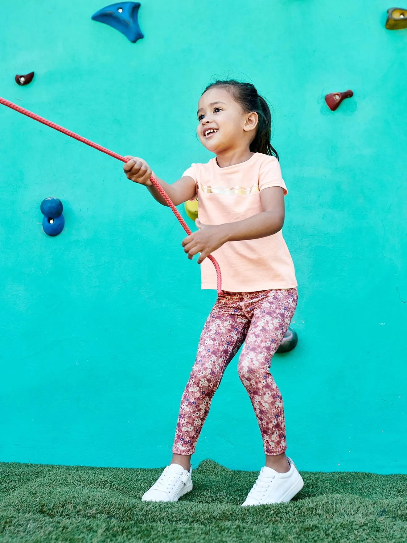 Legging sport imprimé en matière technique fille bleu - Vertbaudet