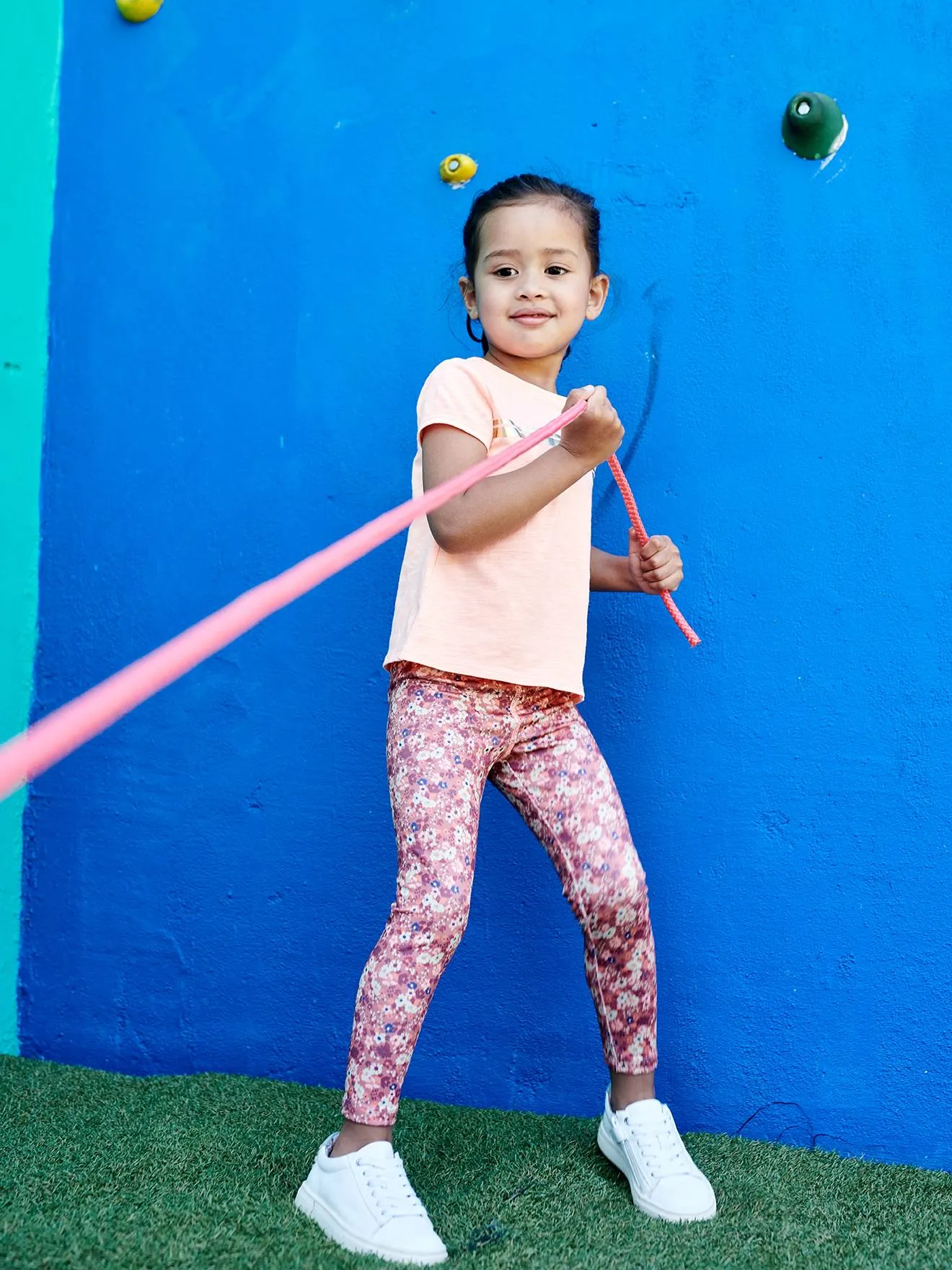 Legging sport imprimé en matière technique fille bleu - Vertbaudet