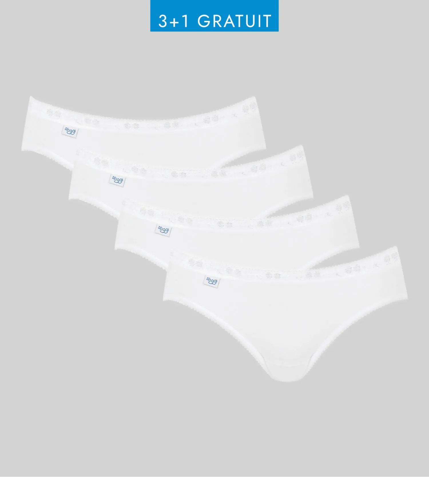 Lot de 4 slips Sloggi Basic+ Mini blanc | Lingerie Sipp