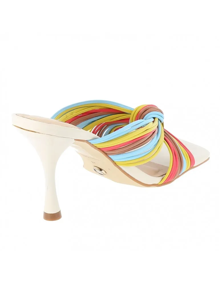 mules à talons multibrides cuir multicolore 09 cm