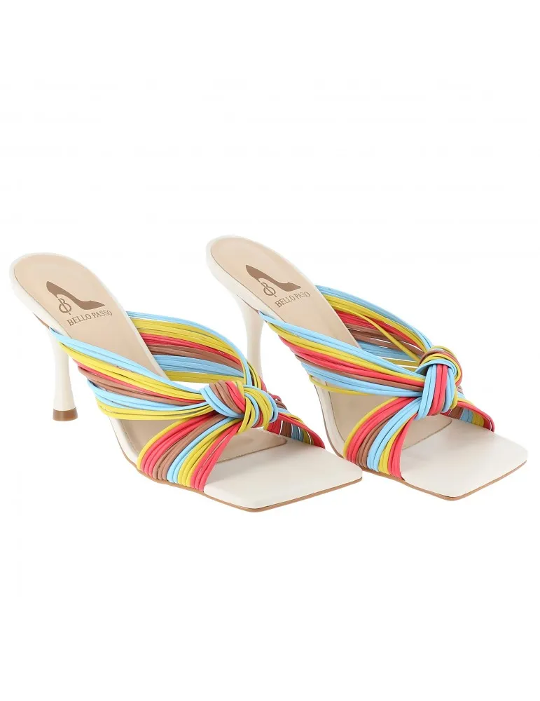 mules à talons multibrides cuir multicolore 09 cm