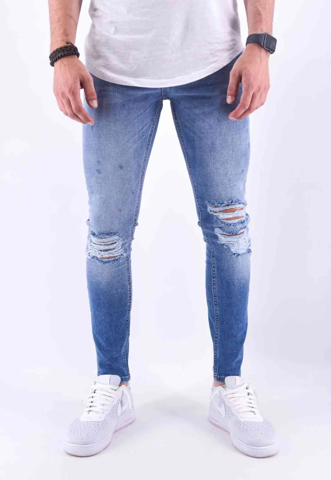 Nos jeans : jean skinny homme destroy bleu | Mode urbaine