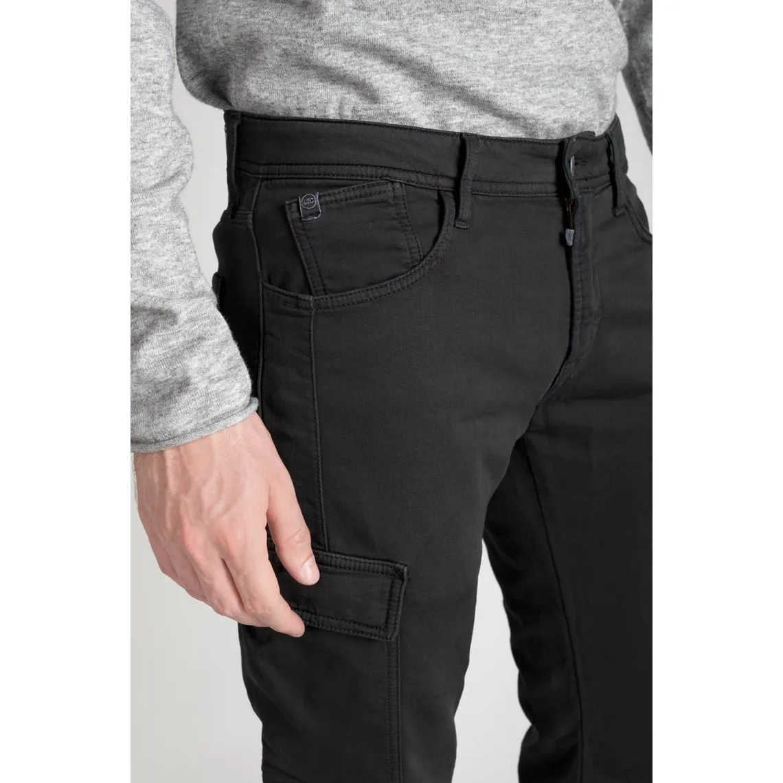 Pantalon army Jogg slim Andrew anthracite gris en coton | 3 Suisses