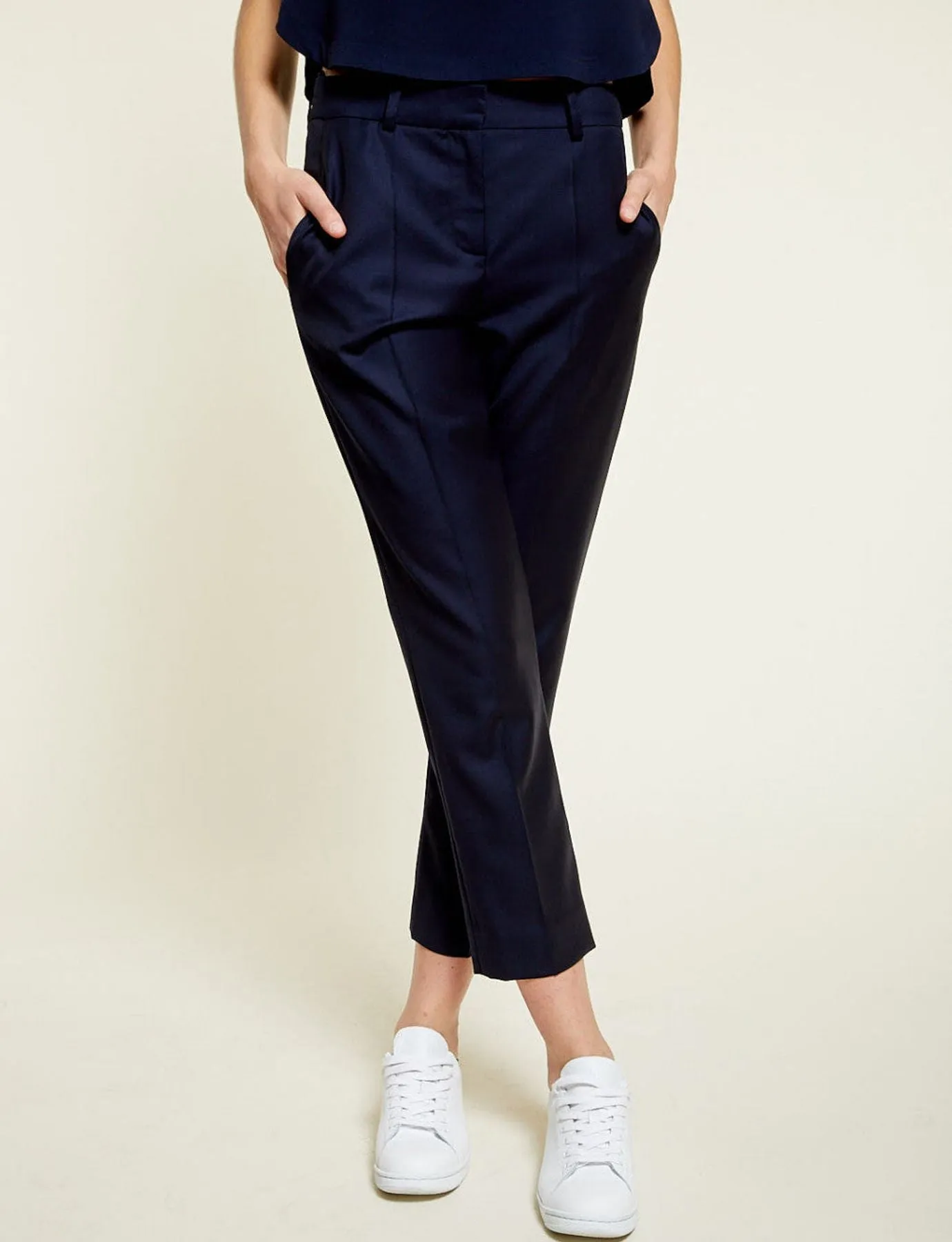 Pantalon Audrey laine bleu marine