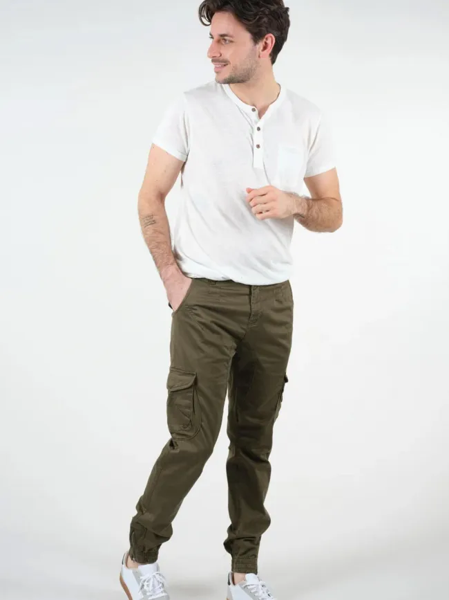 Pantalon cargo garden slim kaki homme - Deeluxe | wimod