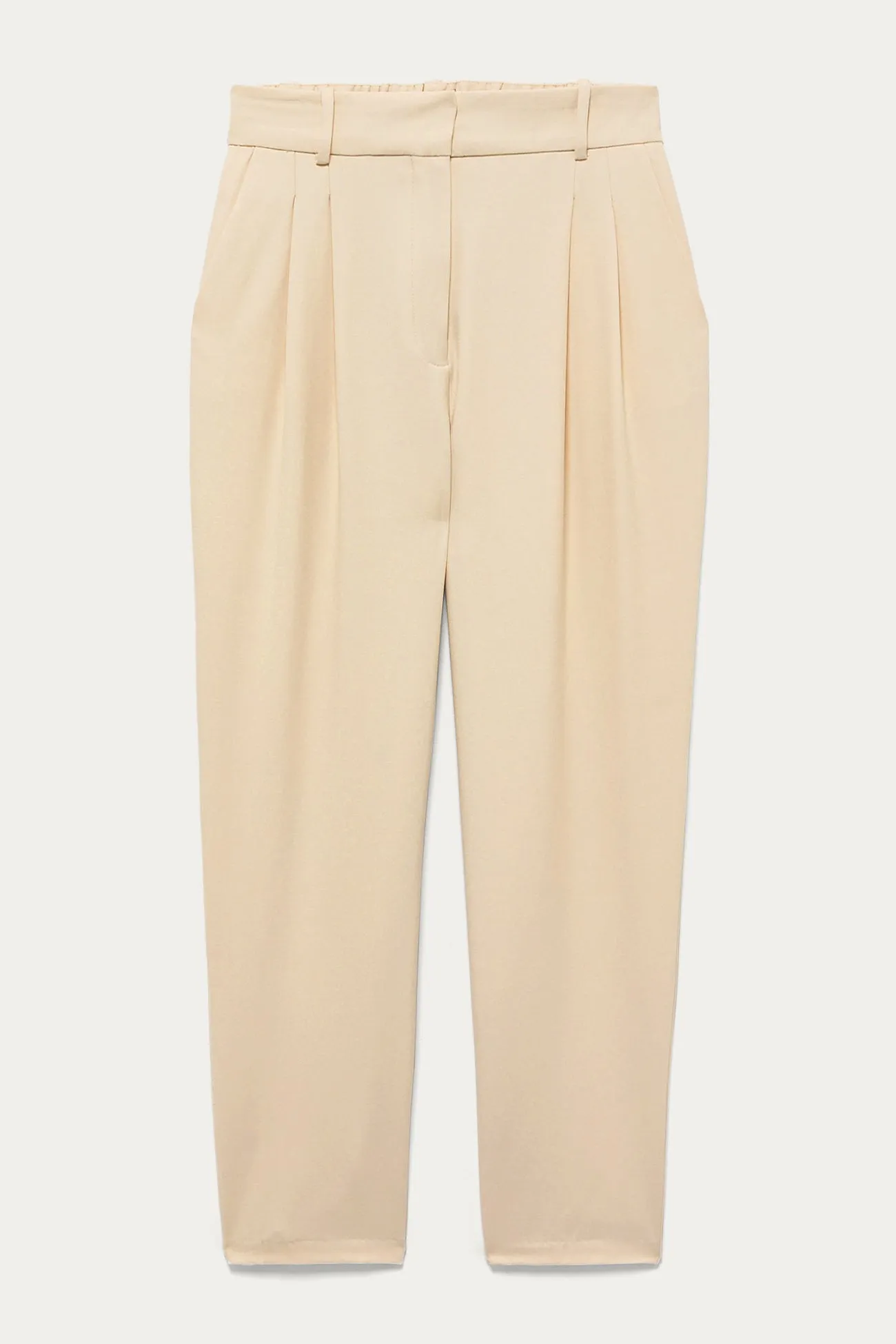 Pantalon carrot taille haute - Beige