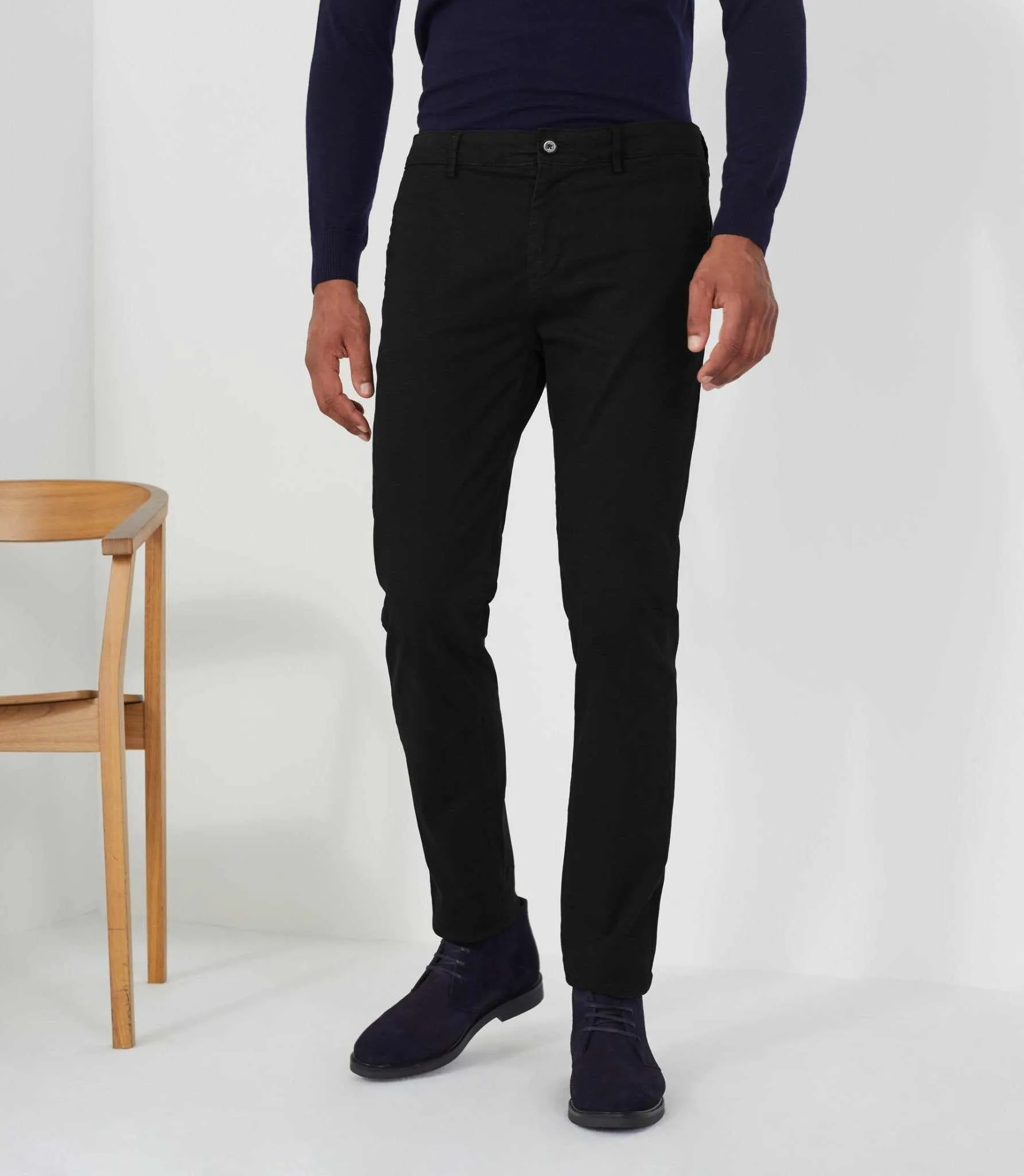 Pantalon casual slim imprimé noir 