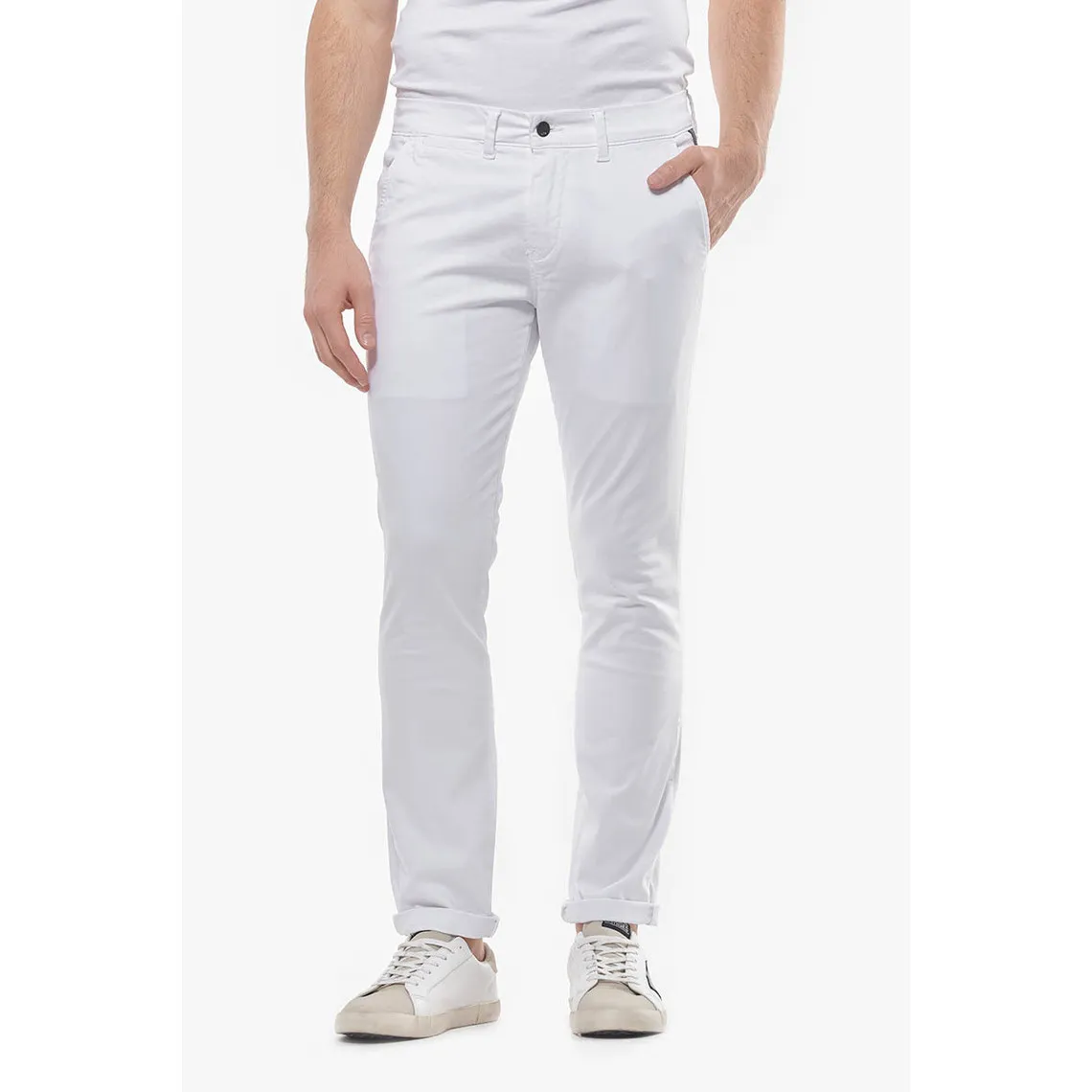 Pantalon Chino Slim Jas Blanc en coton Le Temps des Cerises - Pantalon Homme sur MenCorner