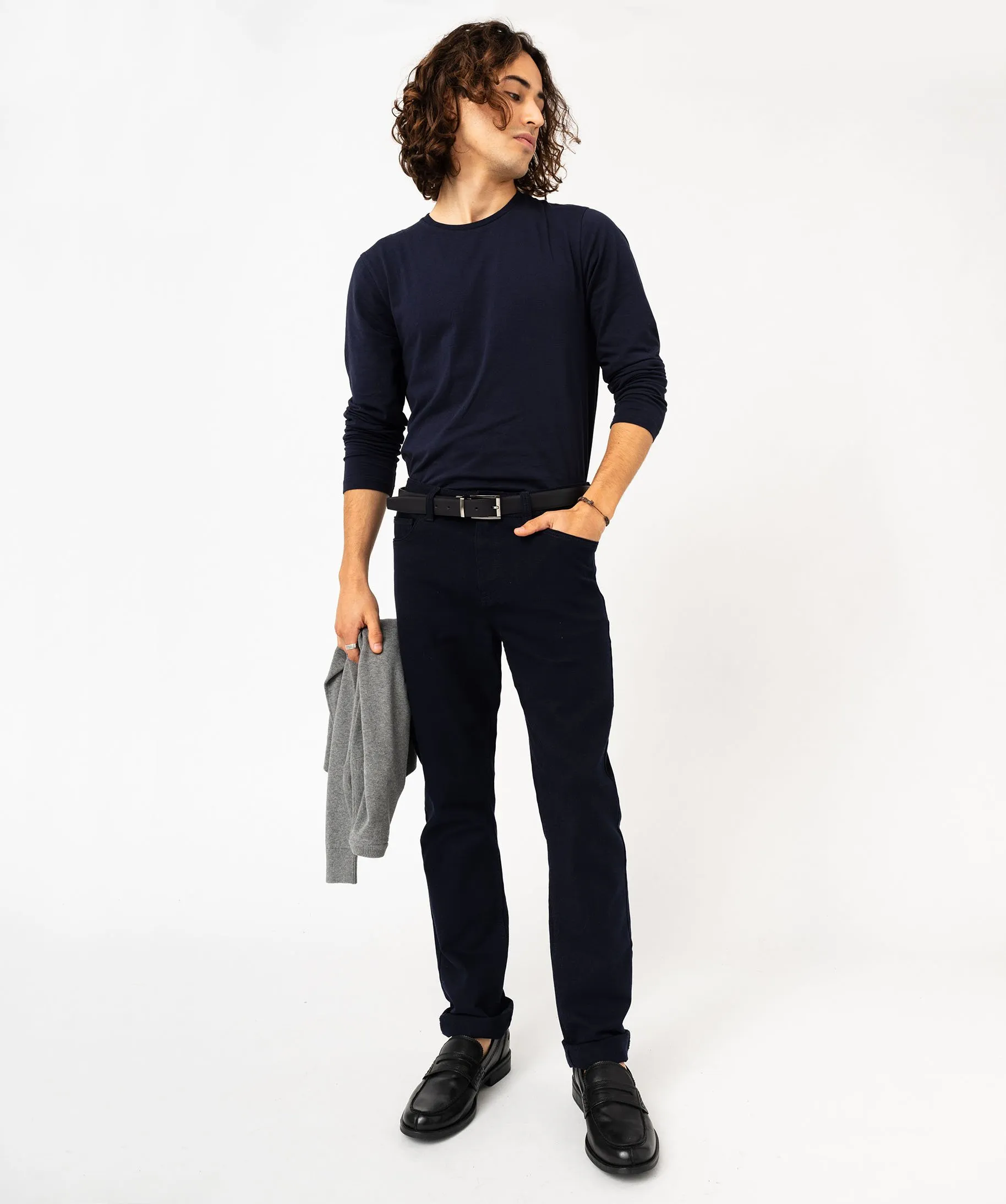 Pantalon en coton coupe Slim homme bleu fonce