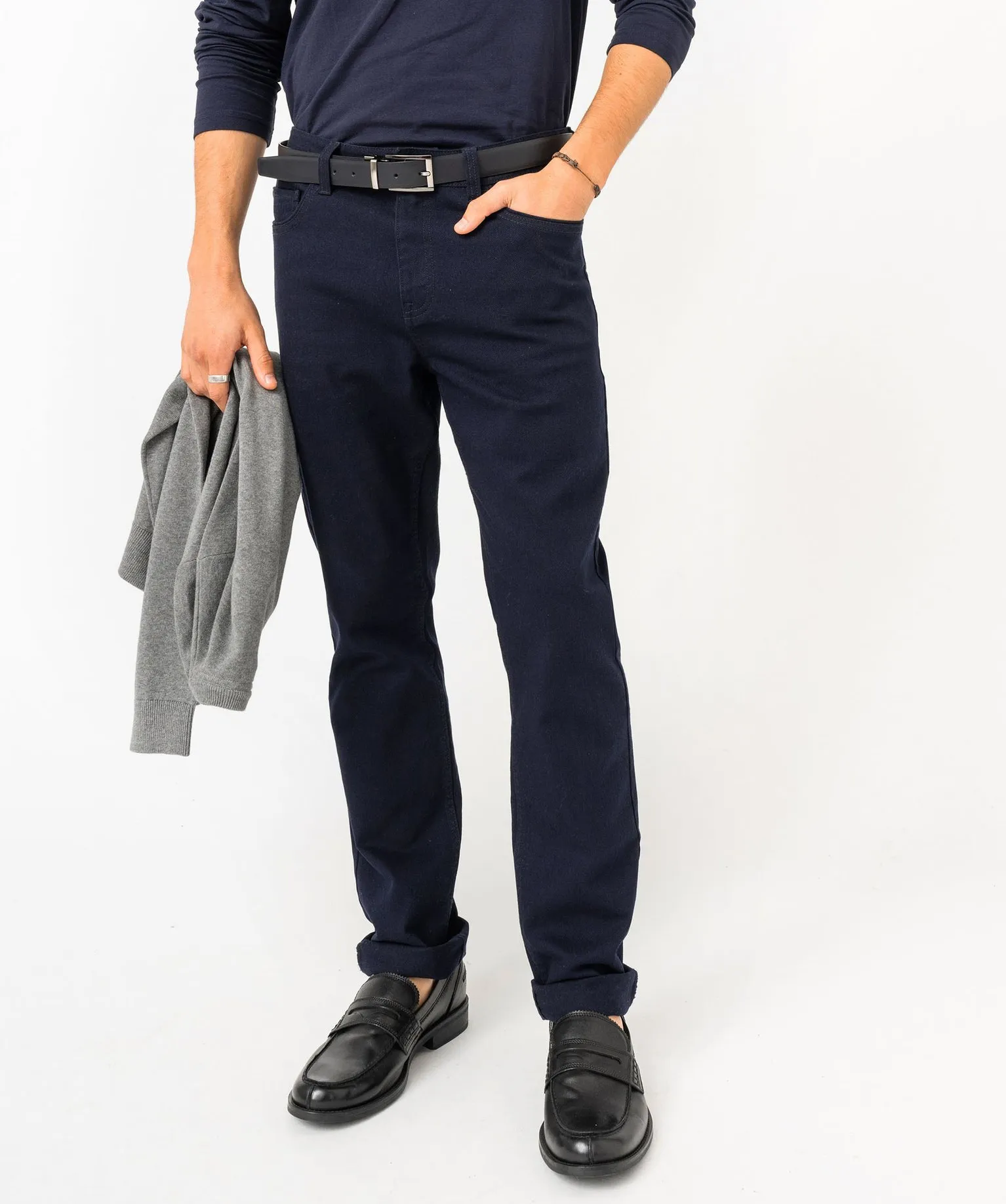 Pantalon en coton coupe Slim homme bleu fonce