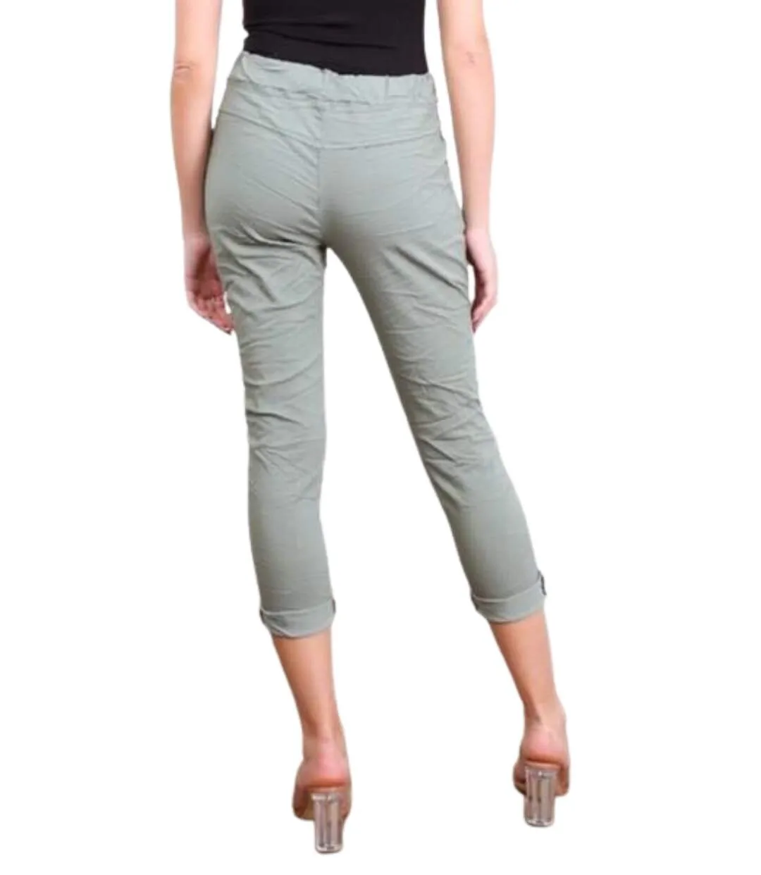 Pantalon femme très tendance - Couleur kaki - Coupe slim