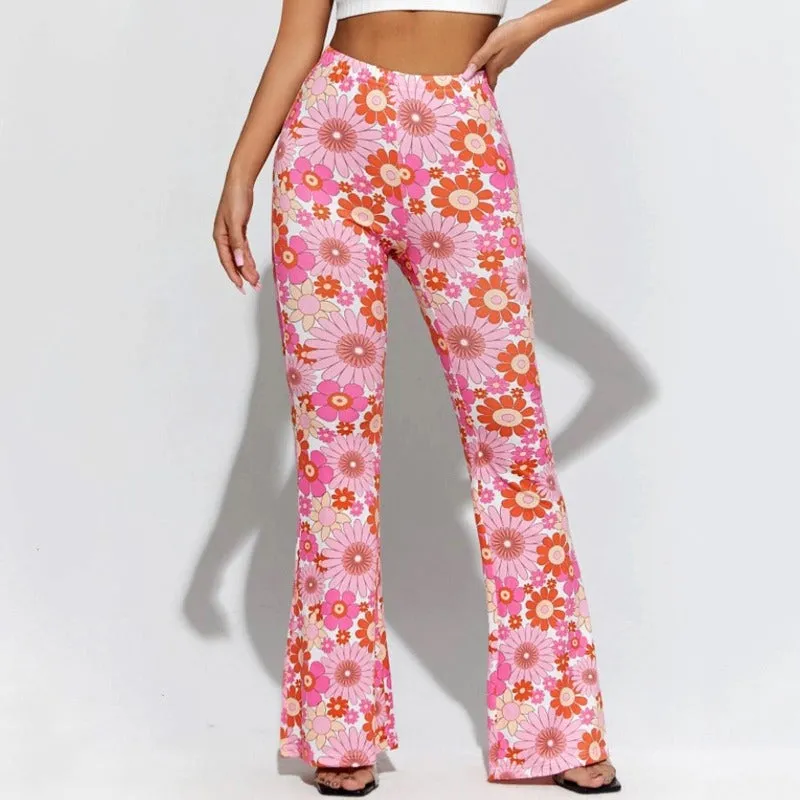 Pantalon Hippie Imprimé Rose