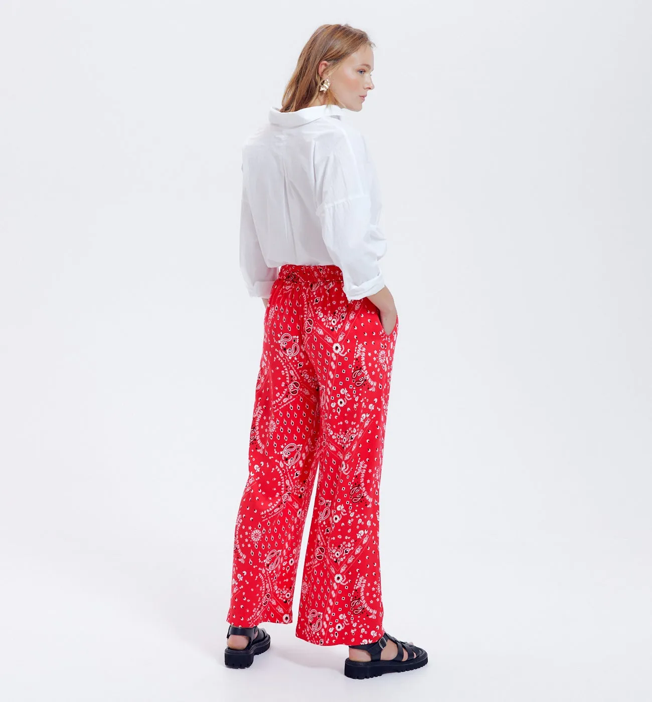 Pantalon large bandana - Imprimé rouge