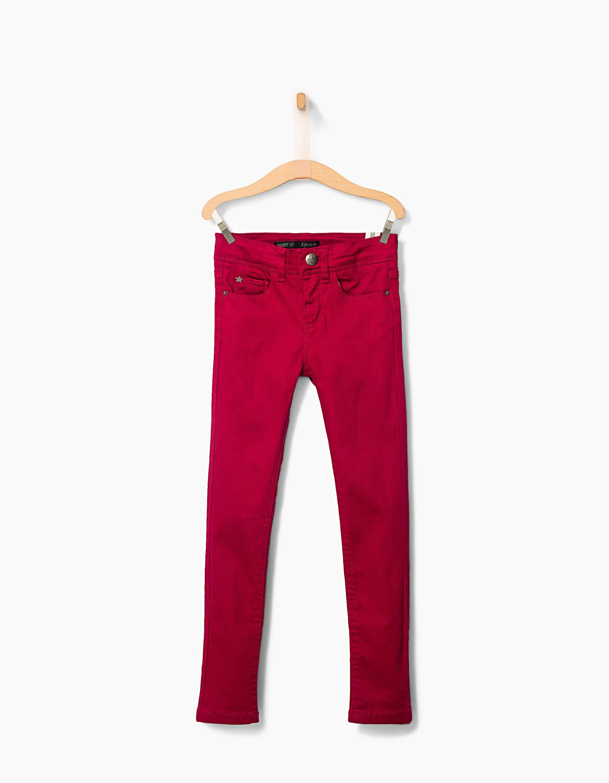 Pantalon skinny rouge framboise fille