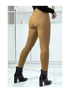 Pantalon slim camel en strech très extensible avec poches