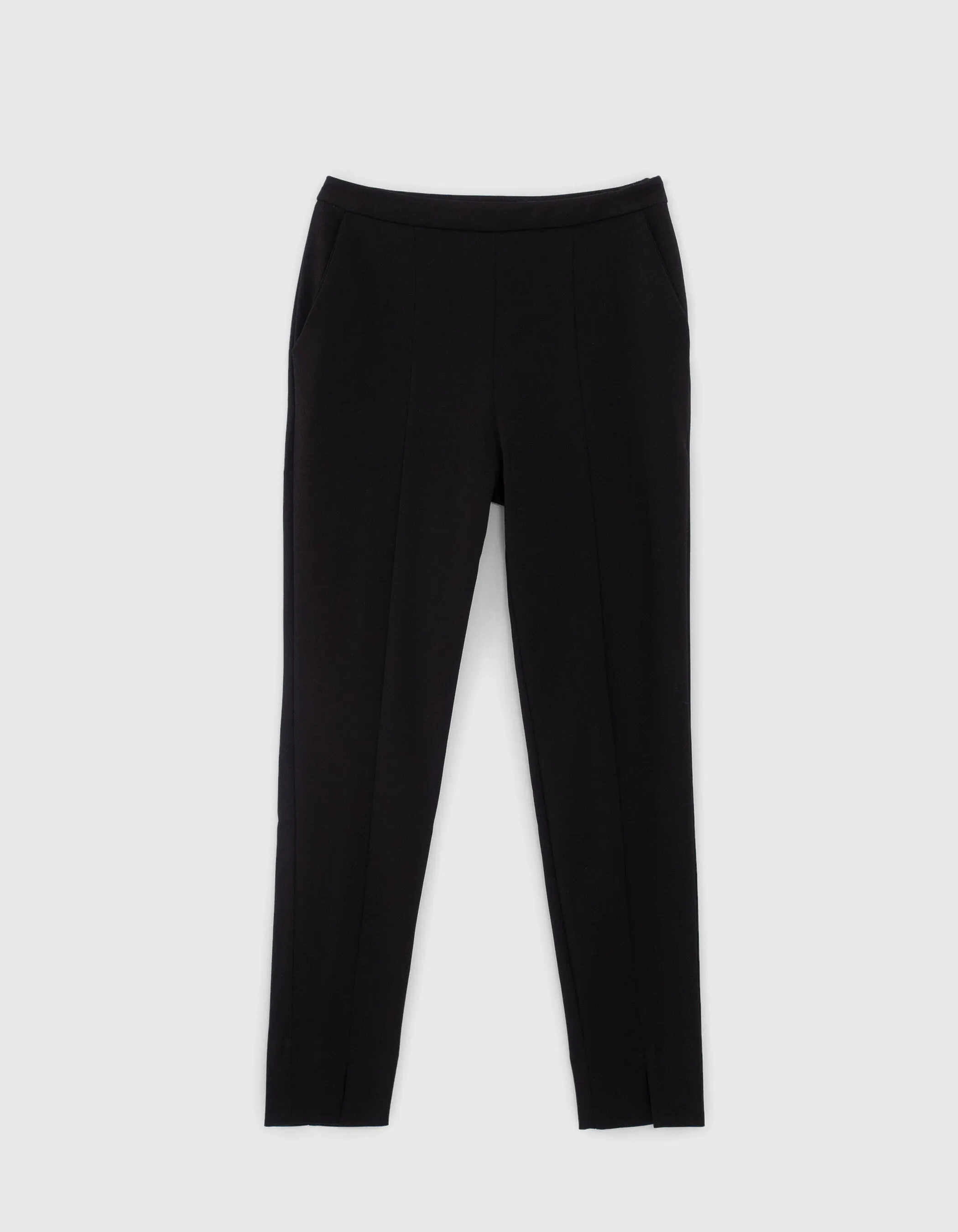 Pantalon slim en twill noir fente devant femme