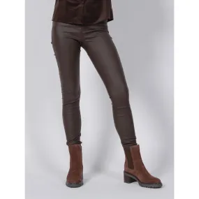 Pantalon slim enduit marron femme - Vero Moda | wimod