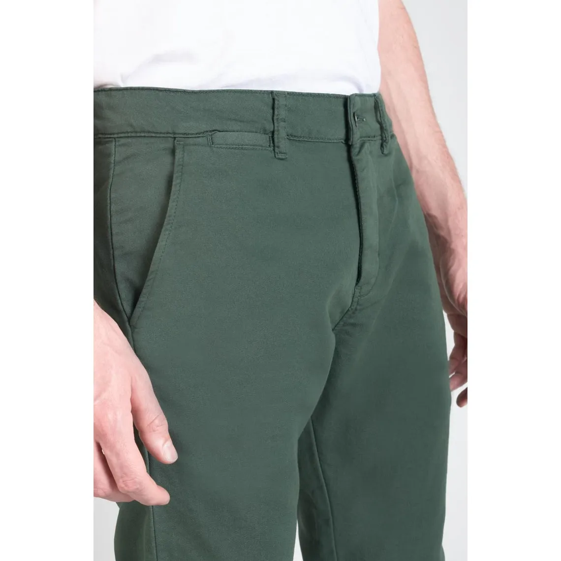 Pantalon slim - Vert en coton Le Temps des Cerises - Pantalon Homme sur MenCorner