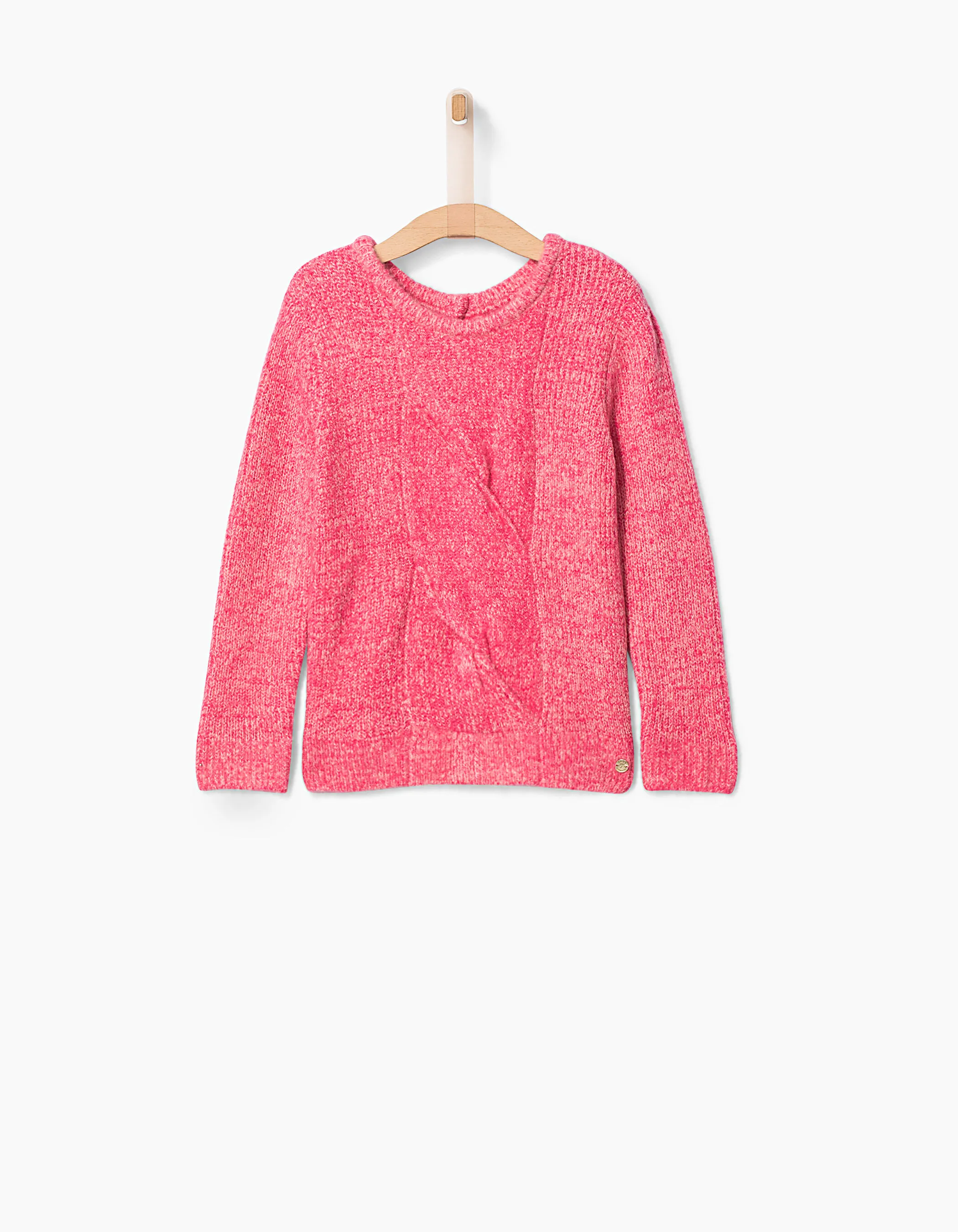 Pull en maille moulinée fuchsia fille