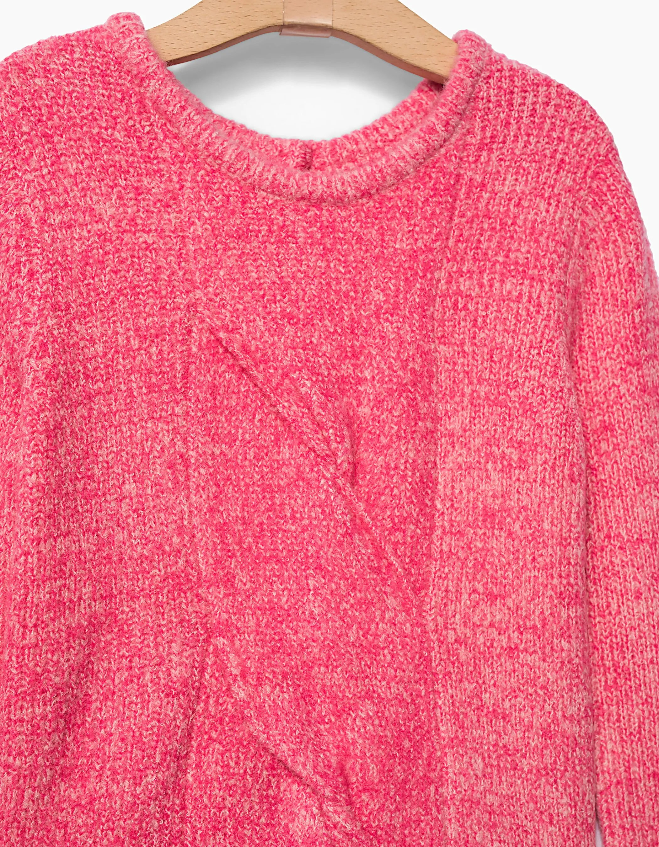 Pull en maille moulinée fuchsia fille