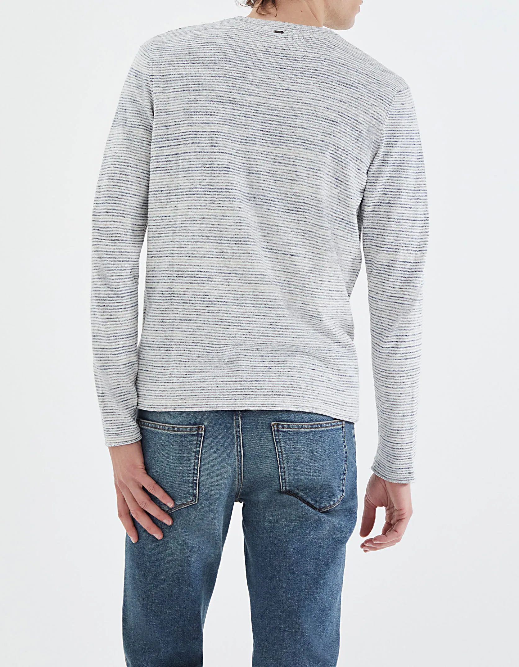 Pull glacier tricot à micro rayures Homme